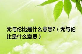 无与伦比是什么意思?（无与伦比是什么意思）