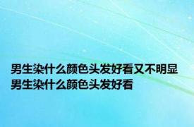 男生染什么颜色头发好看又不明显 男生染什么颜色头发好看