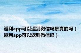 返利app可以返到微信吗是真的吗（返利app可以返到微信吗）