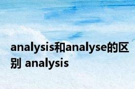 analysis和analyse的区别 analysis 