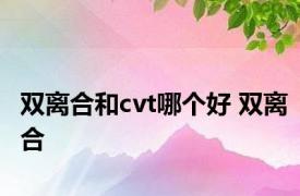 双离合和cvt哪个好 双离合 