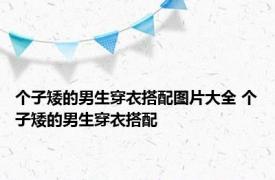 个子矮的男生穿衣搭配图片大全 个子矮的男生穿衣搭配 