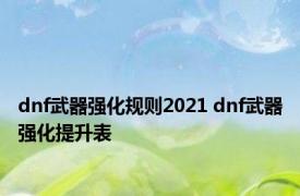 dnf武器强化规则2021 dnf武器强化提升表 