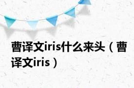 曹译文iris什么来头（曹译文iris）