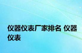 仪器仪表厂家排名 仪器仪表 