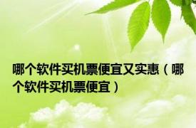 哪个软件买机票便宜又实惠（哪个软件买机票便宜）