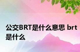 公交BRT是什么意思 brt是什么 