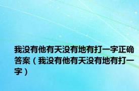 我没有他有天没有地有打一字正确答案（我没有他有天没有地有打一字）