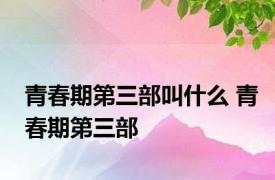 青春期第三部叫什么 青春期第三部 