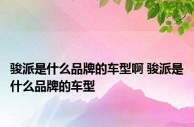 骏派是什么品牌的车型啊 骏派是什么品牌的车型