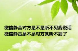 微信静音对方是不是听不见我说话 微信静音是不是对方就听不到了