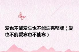 爱也不能爱忘也不能忘完整版（爱也不能爱忘也不能忘）