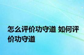 怎么评价功守道 如何评价功守道