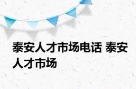 泰安人才市场电话 泰安人才市场 