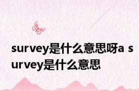 survey是什么意思呀a survey是什么意思