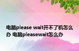 电脑please wait开不了机怎么办 电脑pleasewait怎么办