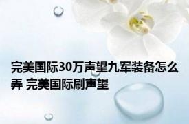 完美国际30万声望九军装备怎么弄 完美国际刷声望 