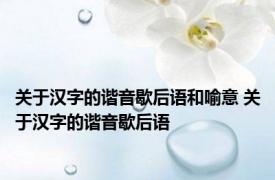 关于汉字的谐音歇后语和喻意 关于汉字的谐音歇后语