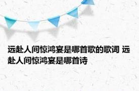 远赴人间惊鸿宴是哪首歌的歌词 远赴人间惊鸿宴是哪首诗 