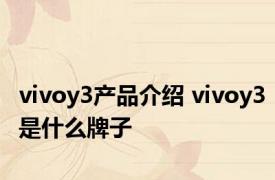 vivoy3产品介绍 vivoy3是什么牌子 