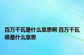 百万千瓦是什么意思啊 百万千瓦级是什么意思