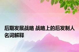 后期发展战略 战略上的后发制人名词解释