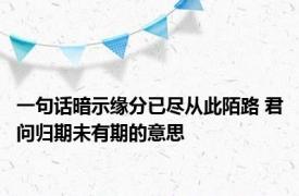 一句话暗示缘分已尽从此陌路 君问归期未有期的意思 