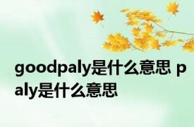 goodpaly是什么意思 paly是什么意思 