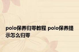 polo保养归零教程 polo保养提示怎么归零