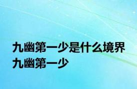 九幽第一少是什么境界 九幽第一少 