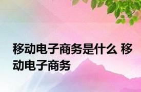 移动电子商务是什么 移动电子商务 