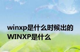 winxp是什么时候出的 WINXP是什么