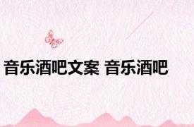 音乐酒吧文案 音乐酒吧 