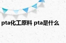 pta化工原料 pta是什么