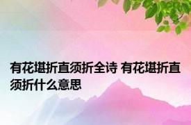 有花堪折直须折全诗 有花堪折直须折什么意思