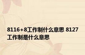 8116+8工作制什么意思 8127工作制是什么意思