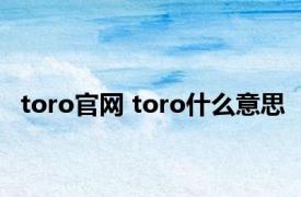 toro官网 toro什么意思 