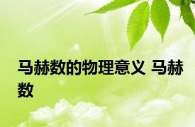 马赫数的物理意义 马赫数 