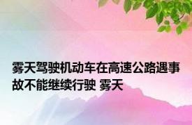 雾天驾驶机动车在高速公路遇事故不能继续行驶 雾天 