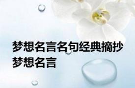 梦想名言名句经典摘抄 梦想名言 