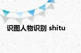 识图人物识别 shitu 