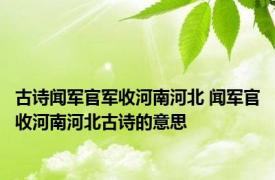 古诗闻军官军收河南河北 闻军官收河南河北古诗的意思