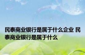 民泰商业银行是属于什么企业 民泰商业银行是属于什么