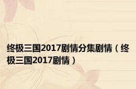 终极三国2017剧情分集剧情（终极三国2017剧情）