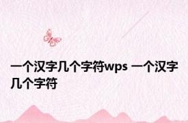 一个汉字几个字符wps 一个汉字几个字符 