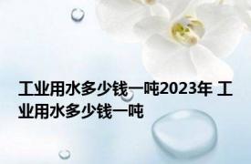 工业用水多少钱一吨2023年 工业用水多少钱一吨 