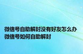 微信号自助解封没有好友怎么办 微信号如何自助解封