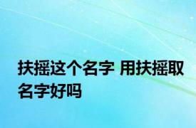 扶摇这个名字 用扶摇取名字好吗 