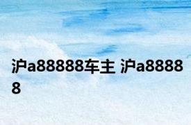 沪a88888车主 沪a88888 