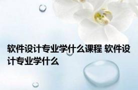 软件设计专业学什么课程 软件设计专业学什么